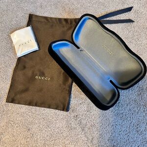 Gucci Black and light blue glasses case and cloth and bag
